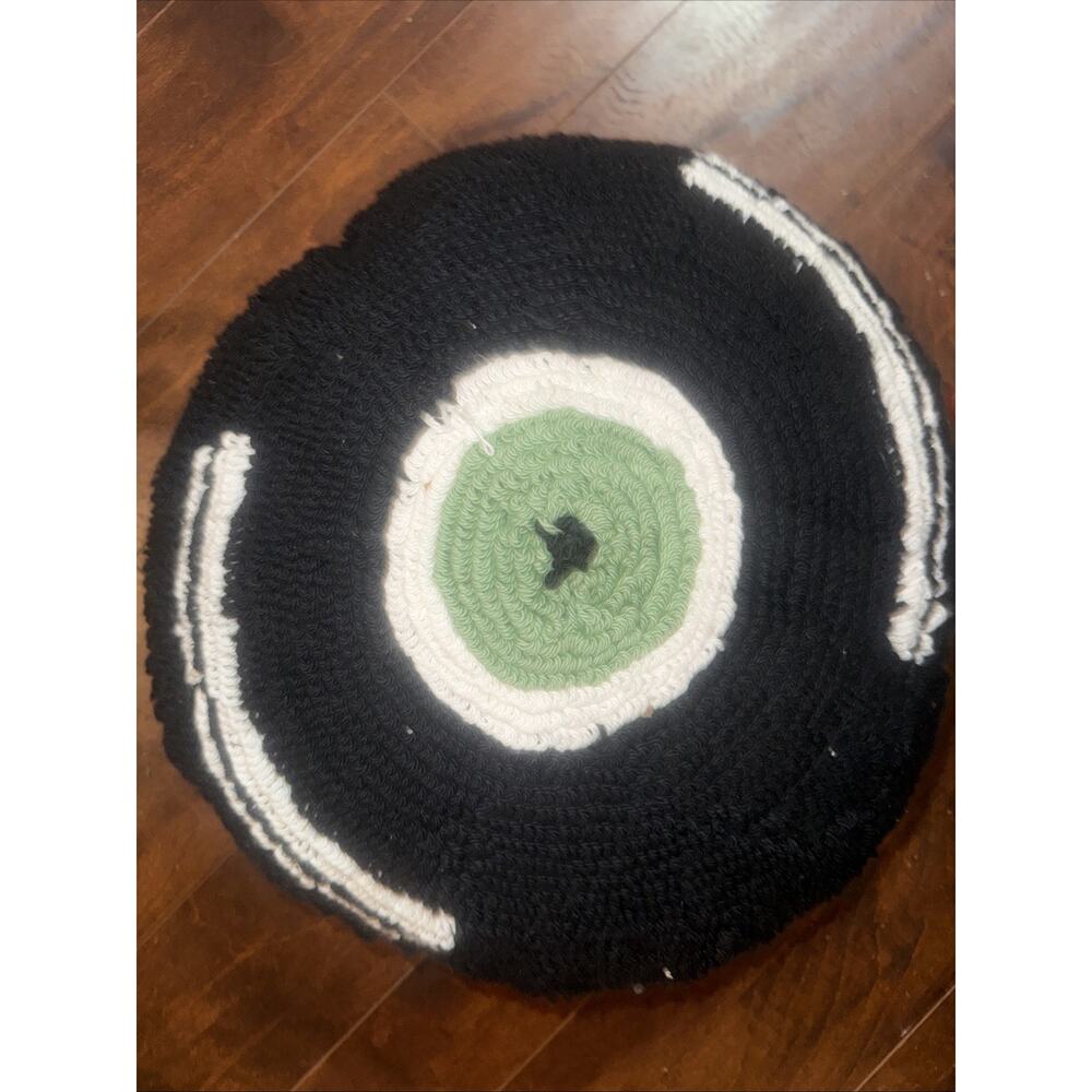 Zadora Bullseye's Playground Record Toss Pillow Black White Decorative Round 16"